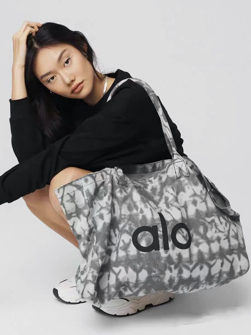 Alo Yoga Canvas Shoulder Bag Unisex Large Capacity Shopping Tote Sports Gym Bag - Image 3