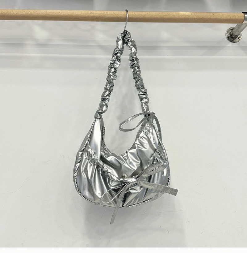 Nomore Korean Style Pleated Bow Shoulder Underarm Bag Women's Handbag Crossbody Dumpling Bag - Image 2