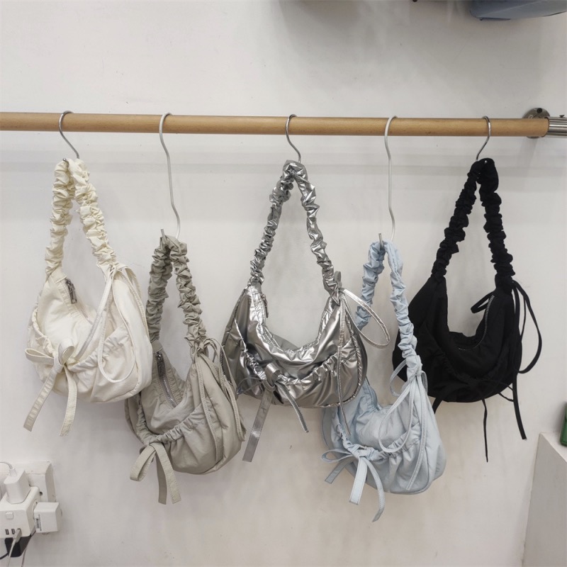 Nomore Korean Style Pleated Bow Shoulder Underarm Bag Women's Handbag Crossbody Dumpling Bag - Image 3