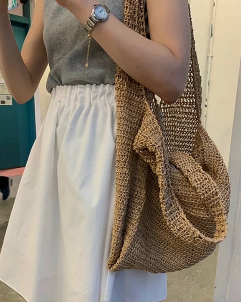 2024 Straw Woven Shoulder Bag for Women Summer Beach Vacation Large Capacity