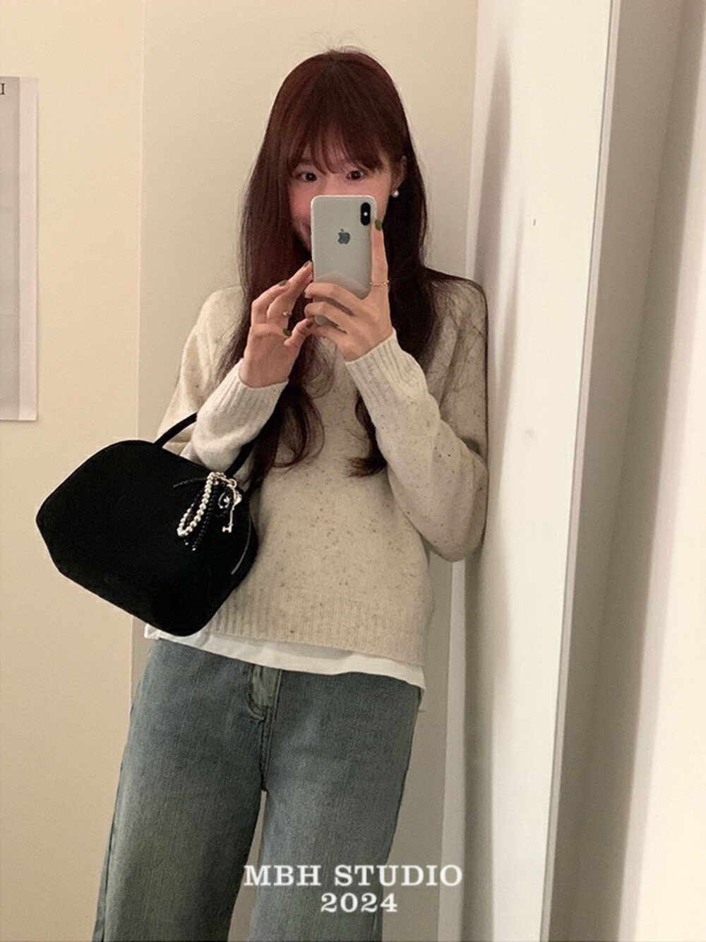 MBH Dongdaemun Matte Leather Minimalist Small Square Bag Niche Handbag Without Charm
