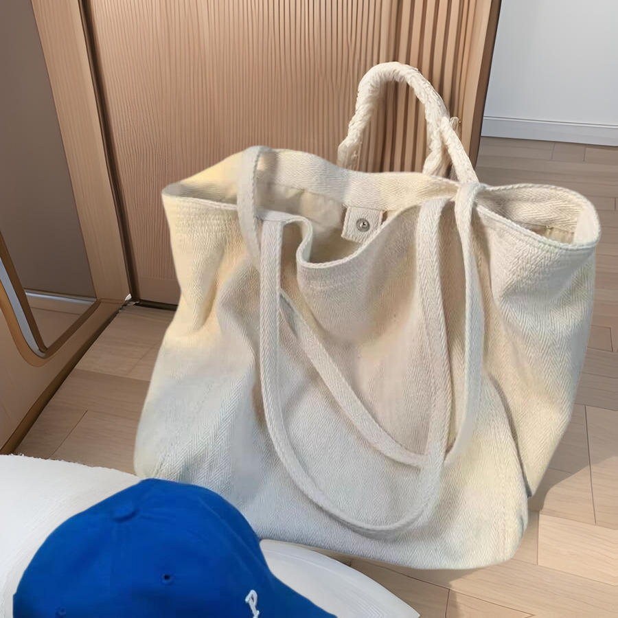 Large Canvas Tote Bag Korean Style Classic Everyday Commuter Shopper
