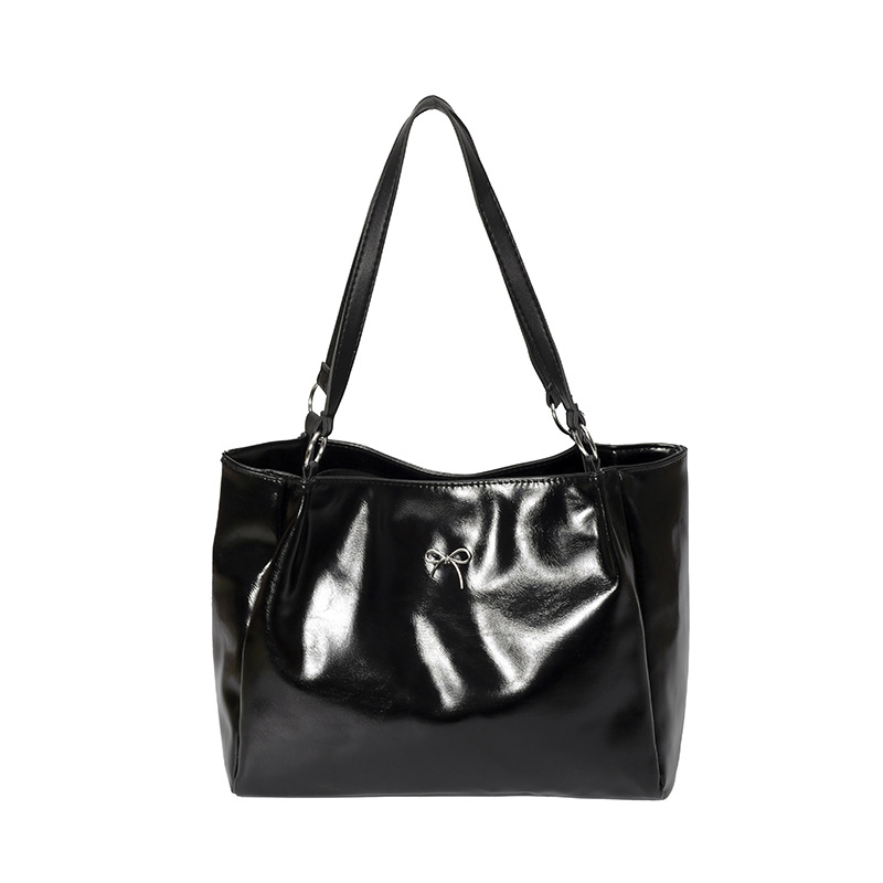 2025 New Solid Color Casual Commuter Large Capacity Bow Shoulder Underarm Tote Bag for Women - Image 5