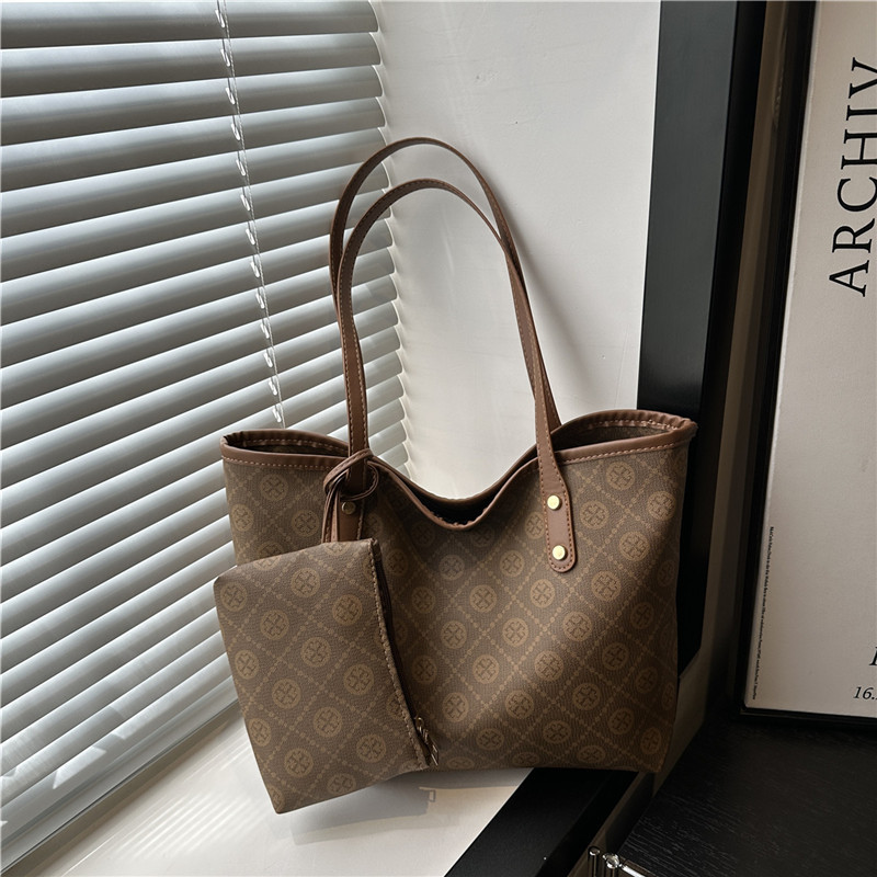 Women's Fashion Vintage Large Capacity Print Tote Bag with Pouch - Image 2