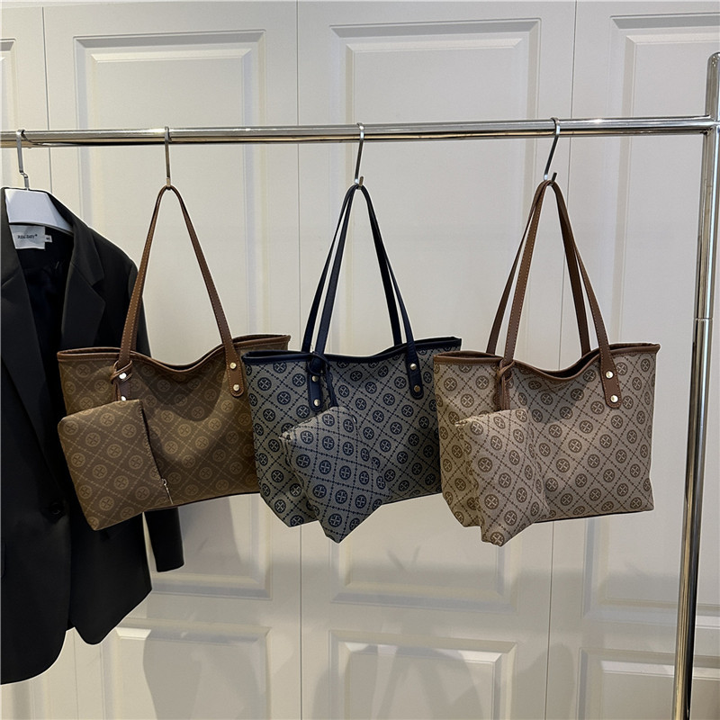 Women's Fashion Vintage Large Capacity Print Tote Bag with Pouch