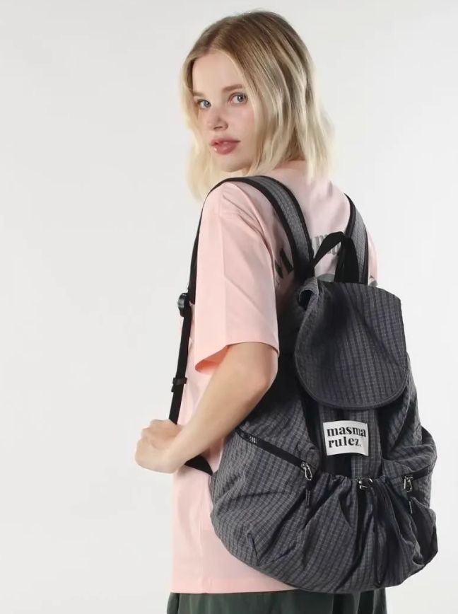Plaid Backpack Casual Large Capacity Lightweight Korean Style Women's Bag - Image 4